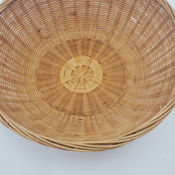 Boho Rattan Basket Bowl Wall Home Decor Tan Vintage - Picture 2 of 5